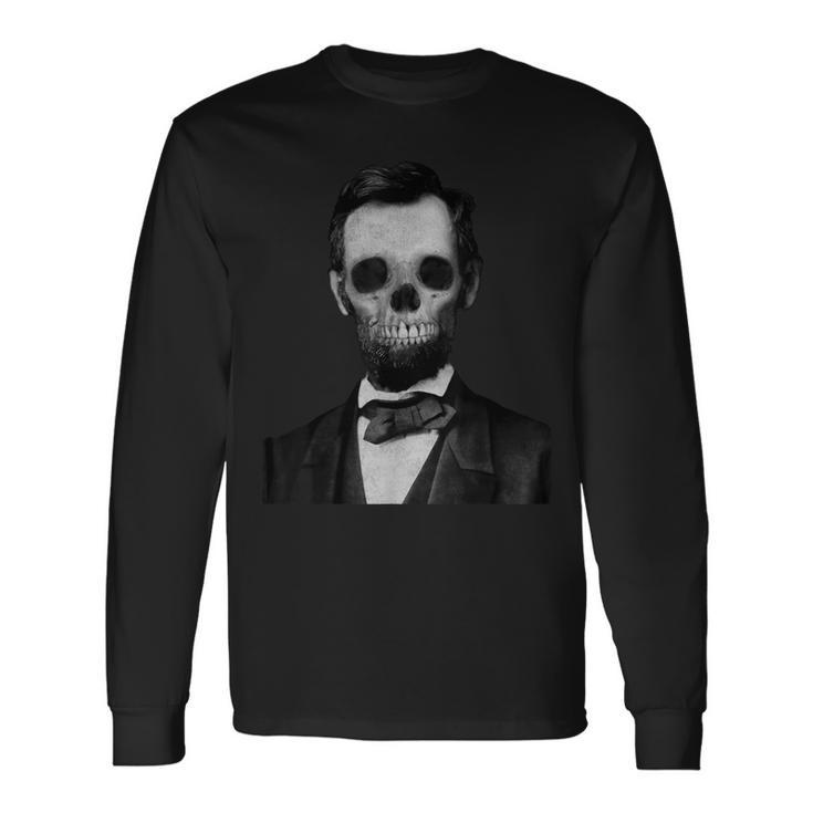 Abraham Lincoln America Dead Zombie Skull Long Sleeve T-Shirt