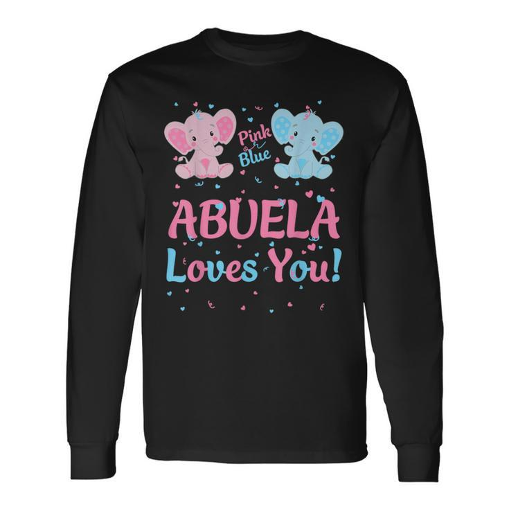 Abuela Gender Reveal Pink Or Blue Matching Family Elephant Long Sleeve T-Shirt