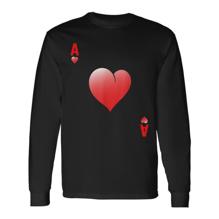 Ace Of Hearts Blackjack Poker Party Cards Family Cosplay Long Sleeve T-Shirt
