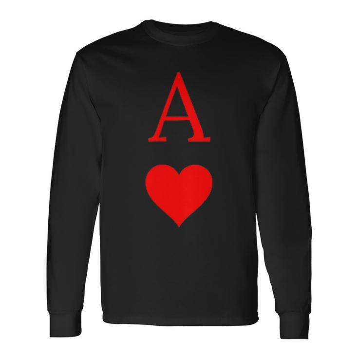 Ace Of Hearts Playing Card Symbol And Letter Long Sleeve T-Shirt