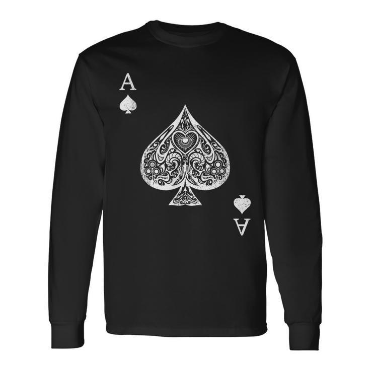 Ace Of Spades Costume Playing Card Costume Ace Spade Long Sleeve T-Shirt