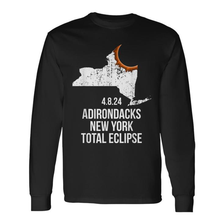 Adirondacks New York Solar Eclipse Adirondacks Total Eclipse Long Sleeve T-Shirt