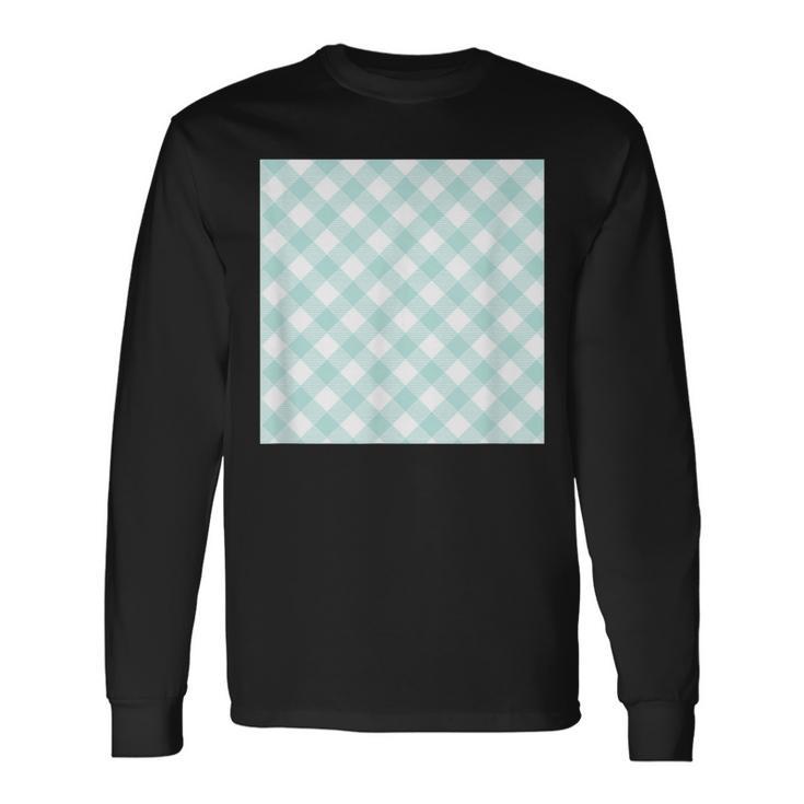 Aesthetic Pastel Teal Plaid Buffalo Print Long Sleeve T-Shirt