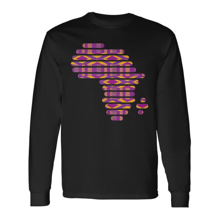 Africa Map Kente Pattern Pink Ghana Style African Long Sleeve T-Shirt