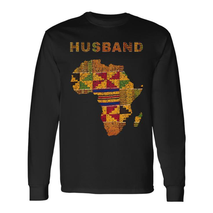 Afro Black Husband African Ghana Kente Cloth Couple Matching Long Sleeve T-Shirt