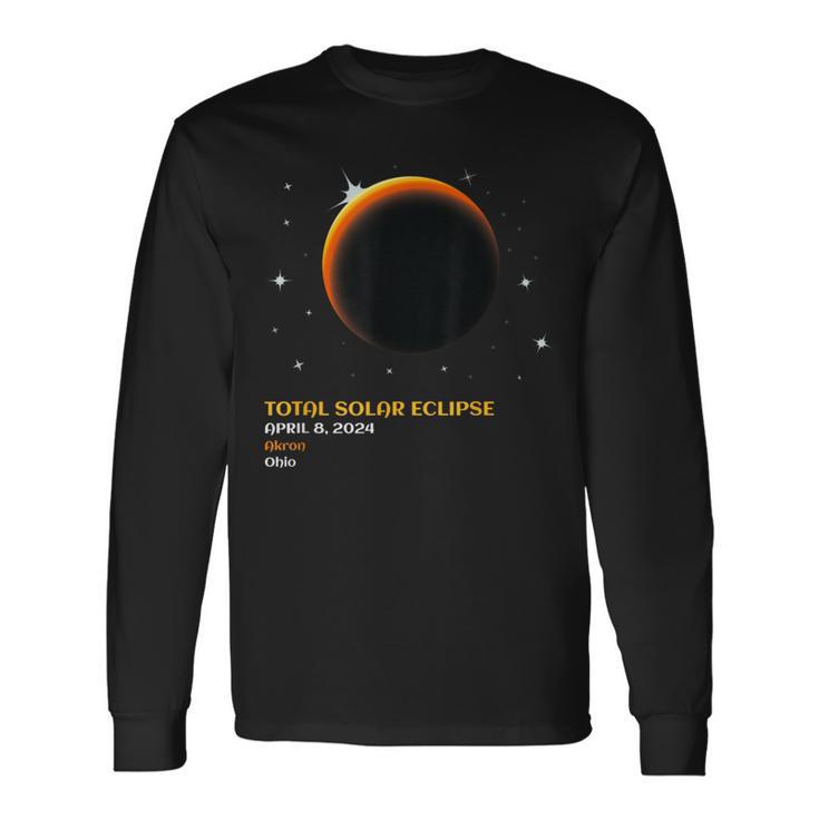 Akron Ohio Oh Total Solar Eclipse April 8 2024 Long Sleeve T-Shirt Gifts ideas