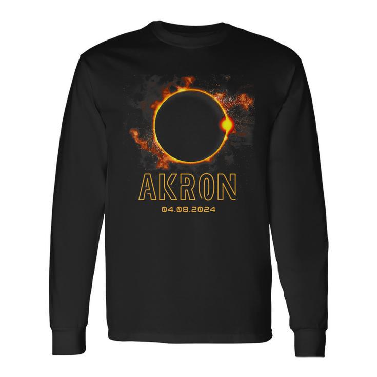 Akron Ohio Total Solar Eclipse 2024 April 8Th Souvenir Long Sleeve T-Shirt