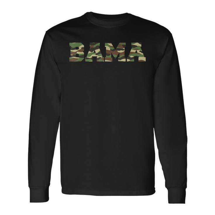 Alabama Pride Bold Green Camouflage College Sports Font Long Sleeve T-Shirt