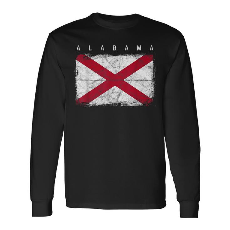 Alabama Vintage Distressed Home State Flag Long Sleeve T-Shirt