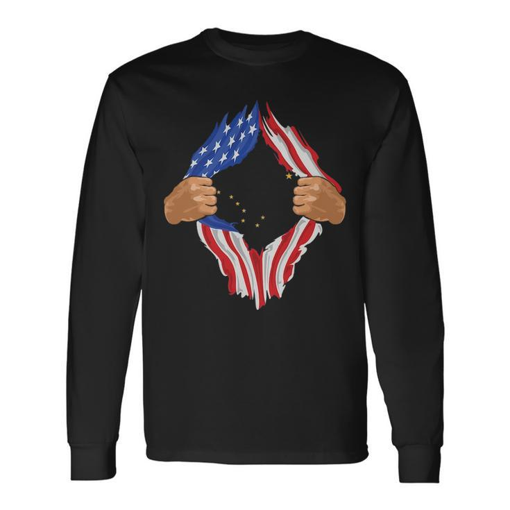 Alaska Roots Inside State Flag American Proud Long Sleeve T-Shirt Gifts ideas