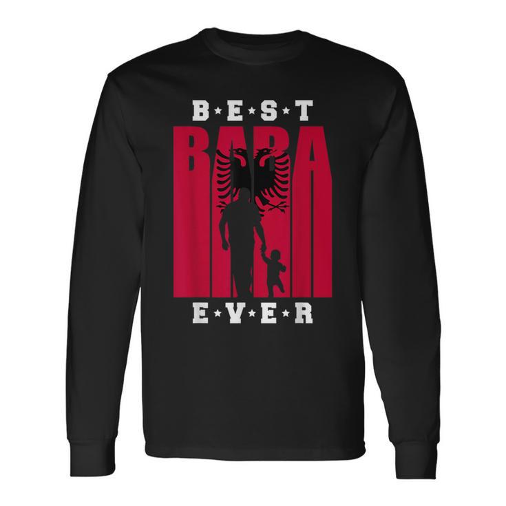 Albanian Dad Newborn Day Albania Flag Shqiptar Baba And Baby Long Sleeve T-Shirt