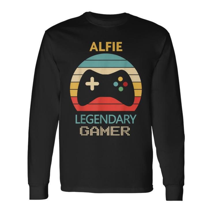 Alfie Name Personalised Legendary Gamer Long Sleeve T-Shirt