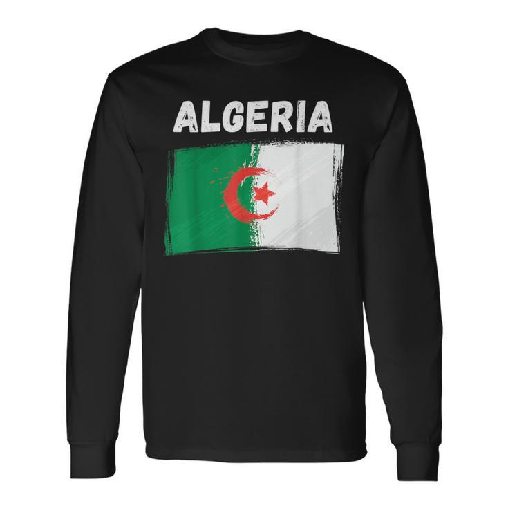 Algeria Flag Holiday Vintage Grunge Algerian Flag Long Sleeve T-Shirt