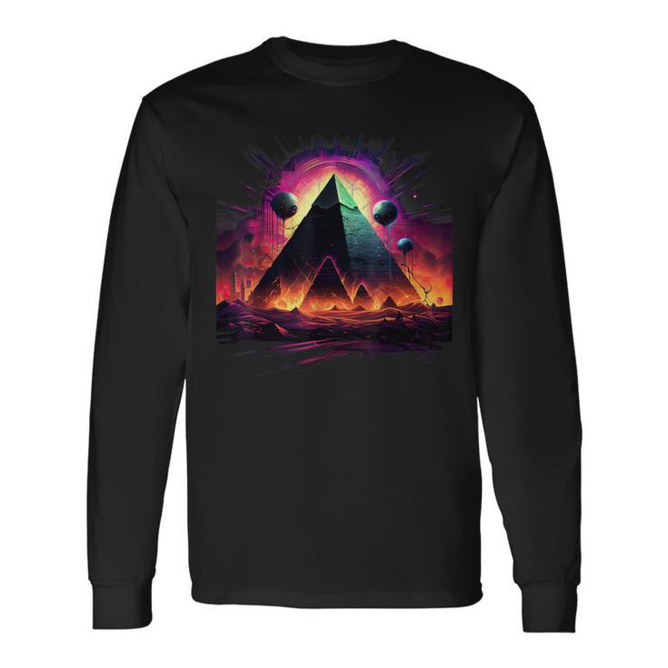 Aliens Space Ufo Ancient Egyptian Pyramids Science Fiction Long Sleeve T-Shirt