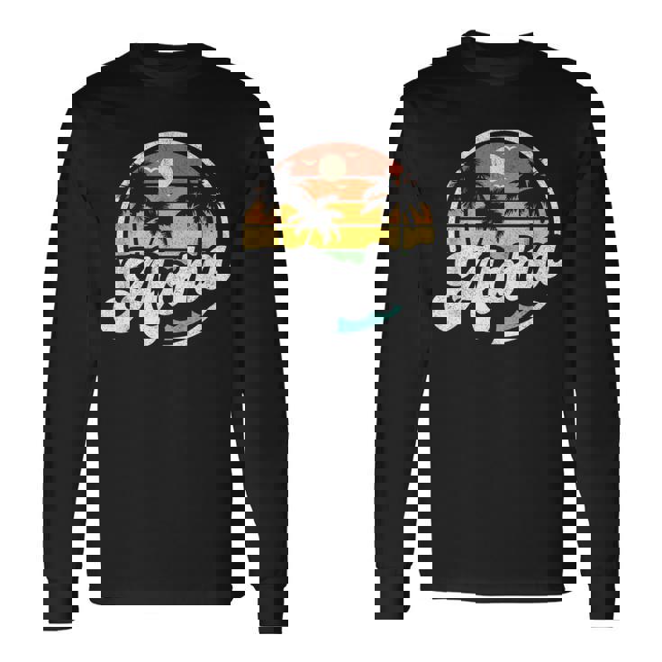 Aloha Hawaii Hawaiian Island Vacation Palm Trees Beach Long Sleeve T-Shirt