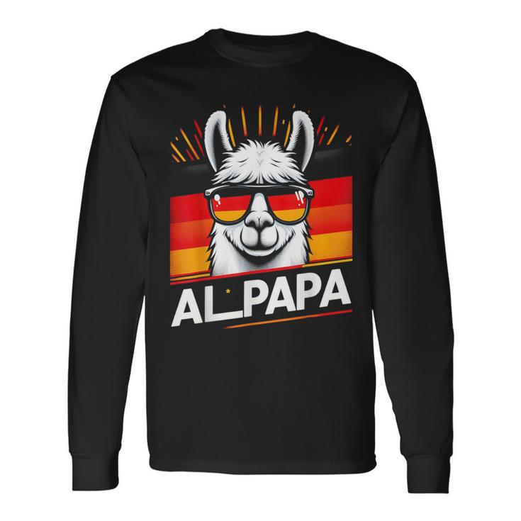 Alpapaatertag Papa Alpaka Retrointage Deutschland Flagge Langarmshirts Geschenkideen