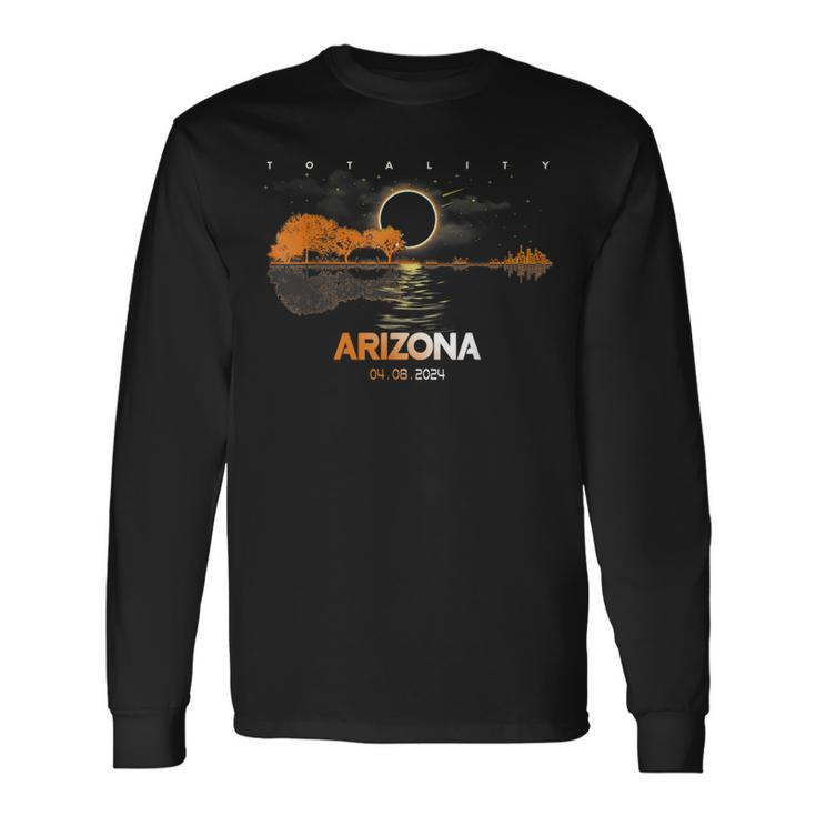 America Guitar Total Solar Eclipse 2024 Arizona Long Sleeve T-Shirt