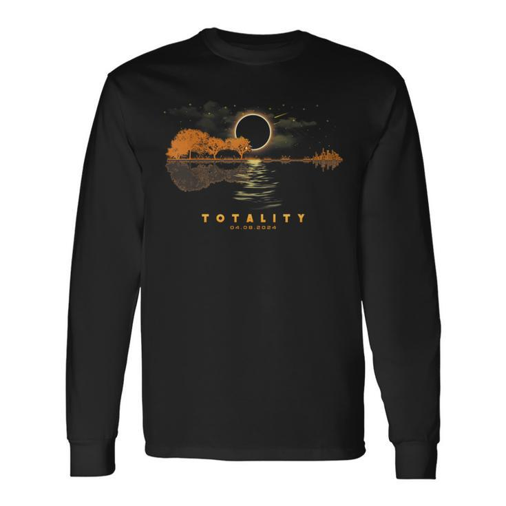 America Guitar Totality 04 08 24 Total Solar Eclipse 2024 Long Sleeve T-Shirt