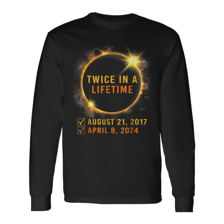 America Solar Eclipse Twice In Lifetime 2024 Solar Eclipse Long Sleeve T-Shirt Gifts ideas