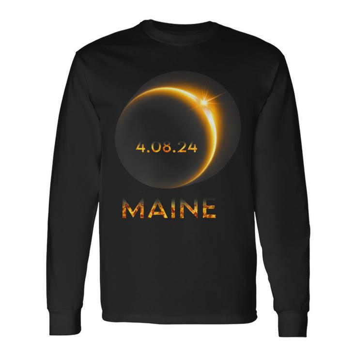 America Total Solar Eclipse 2024 Maine 04 08 24 Usa Long Sleeve T-Shirt
