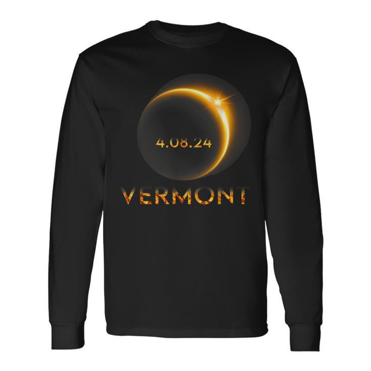 America Total Solar Eclipse 2024 Vermont 04 08 24 Usa Long Sleeve T-Shirt