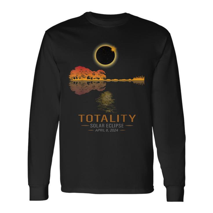 America Totality Spring 4 08 24 Total Solar Eclipse Guitar Long Sleeve T-Shirt