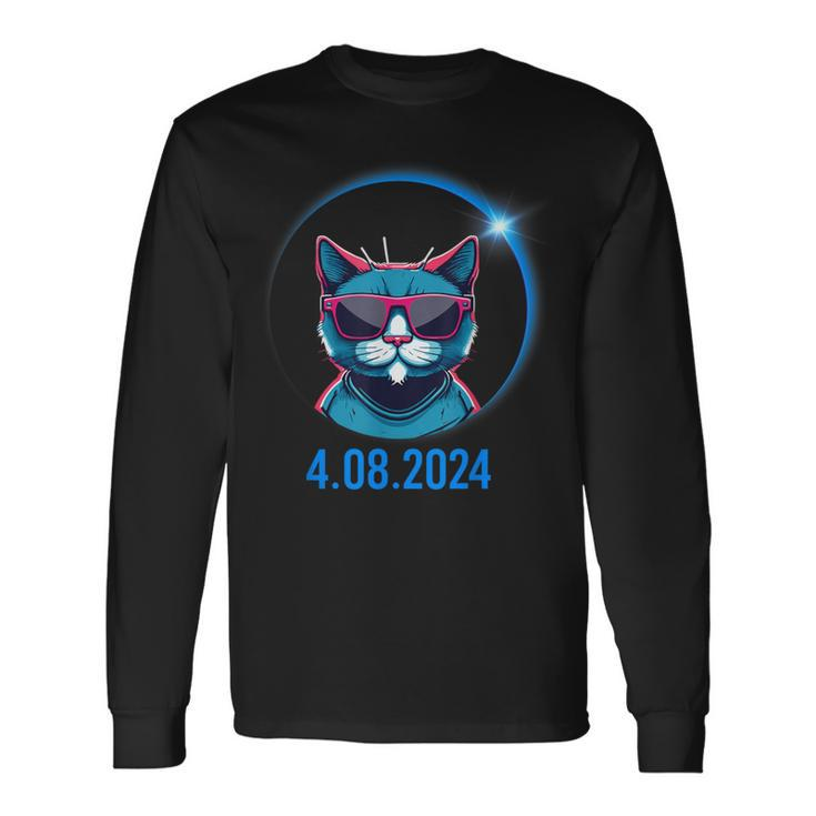 America Totality Spring Cat Total Eclipse April 8Th 2024 Long Sleeve T-Shirt