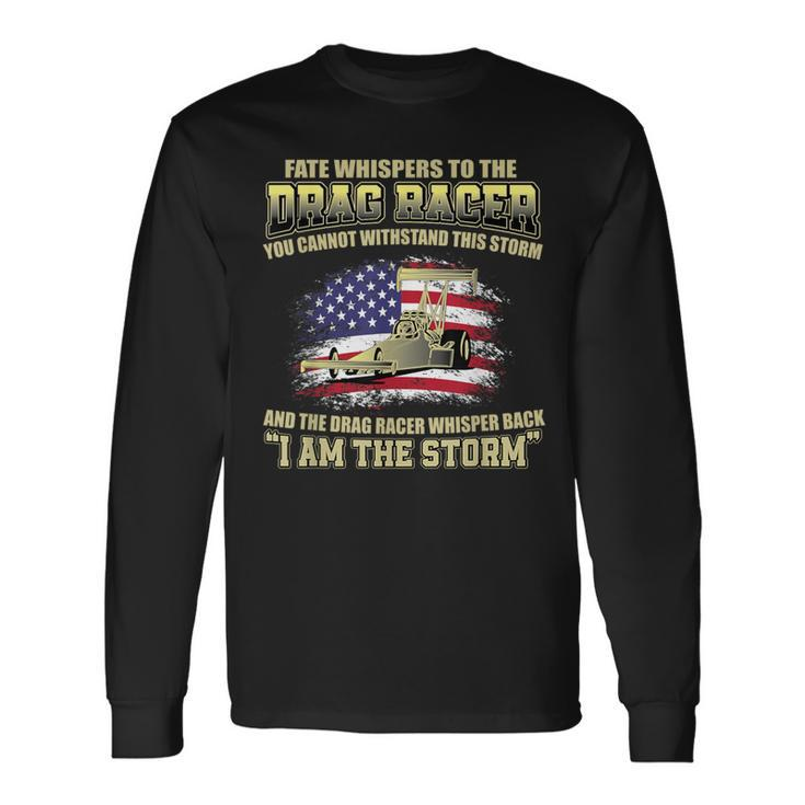American Drag Racing Usa Flag Muscle Car Dragster Long Sleeve T-Shirt