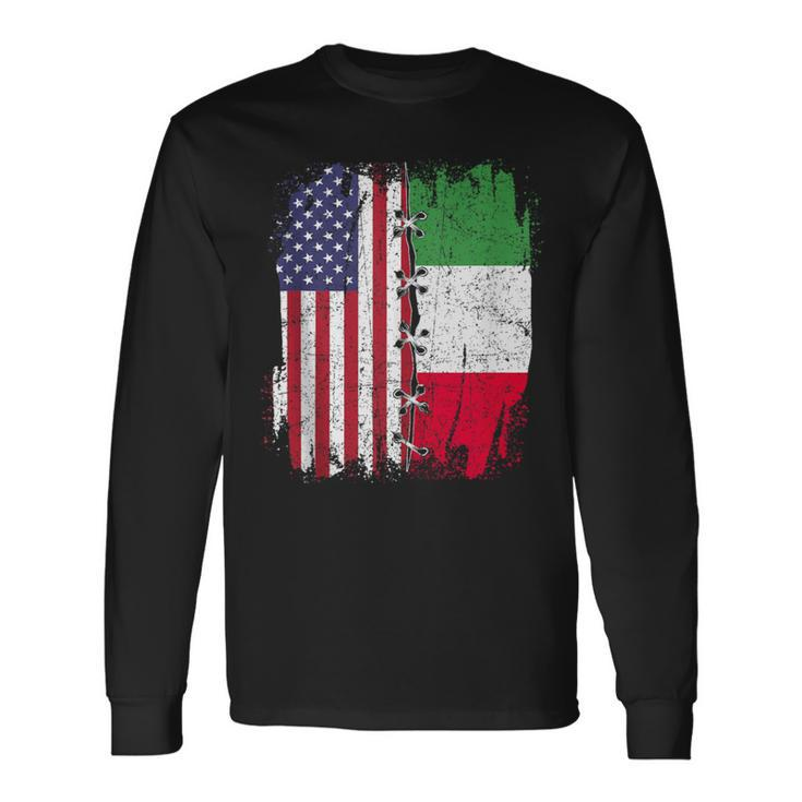 American Flag With Italian Flag Italy Long Sleeve T-Shirt