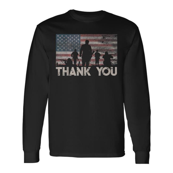 American Flag Thank You Military Appreciation Long Sleeve T-Shirt