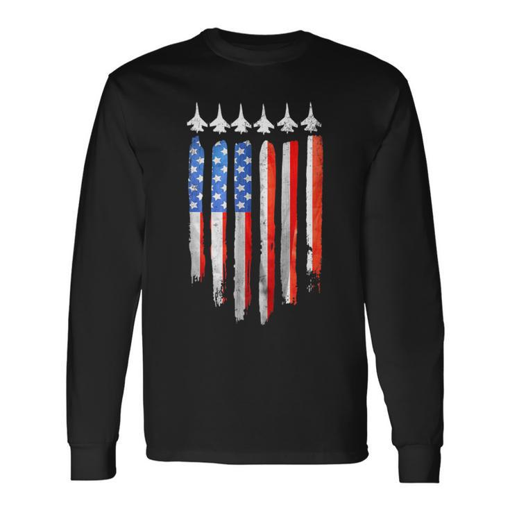 American Flag Usa Fighter Jet Patriot F16 Formation Long Sleeve T-Shirt Gifts ideas