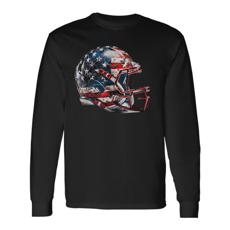 American Football Helmet Us Flag Long Sleeve T-Shirt
