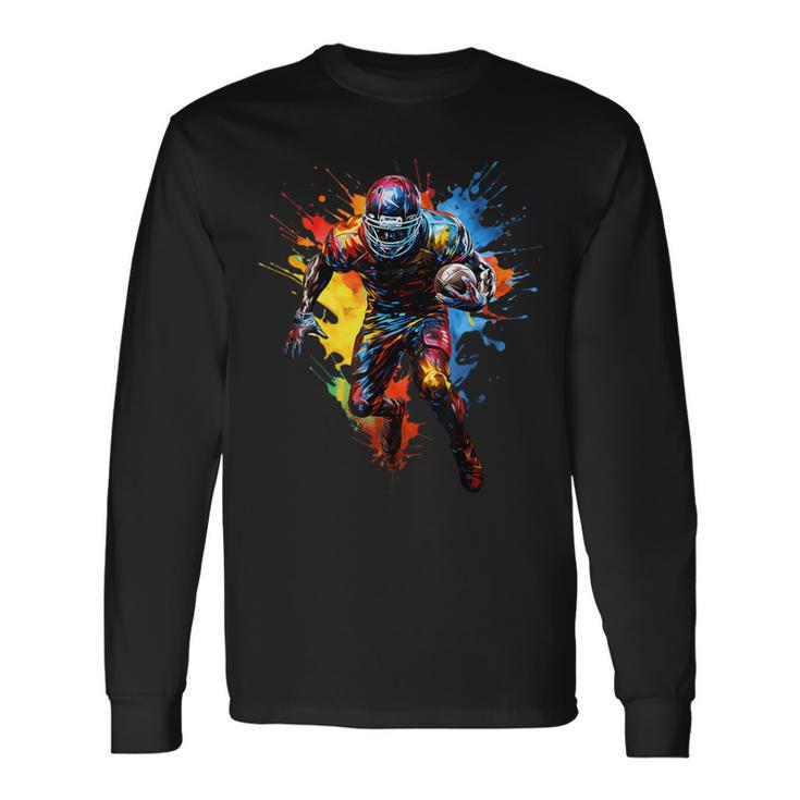 American Football Player Paint Long Sleeve T-Shirt