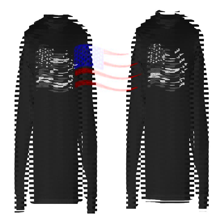 American Patriotic Fighter Jets Usa Flag Waving 4Th Of July Long Sleeve T-Shirt