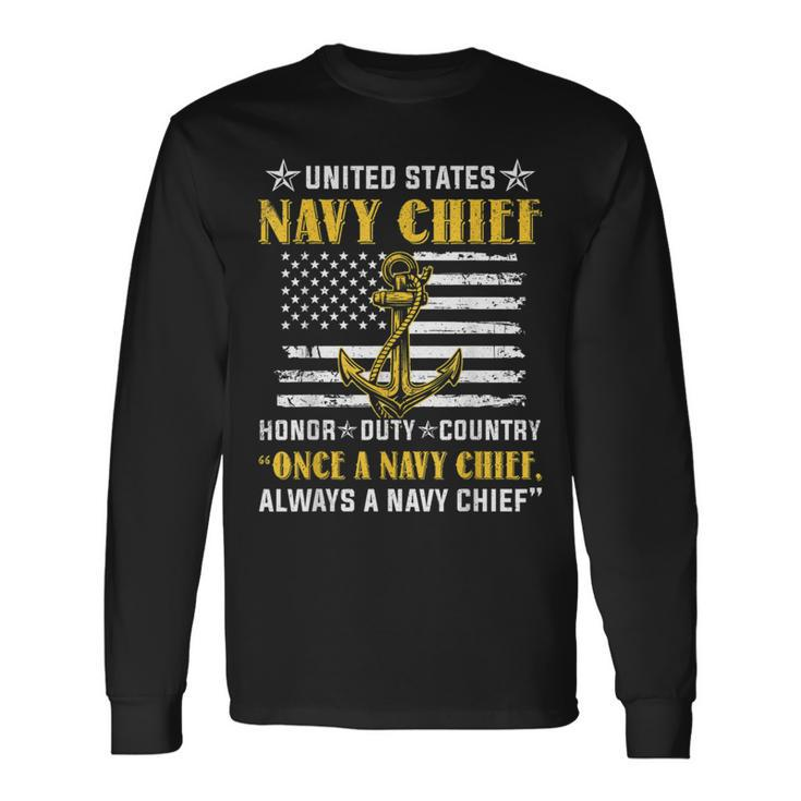 American Veteran Once A Navy Chief Always A Navy Chief Long Sleeve T-Shirt