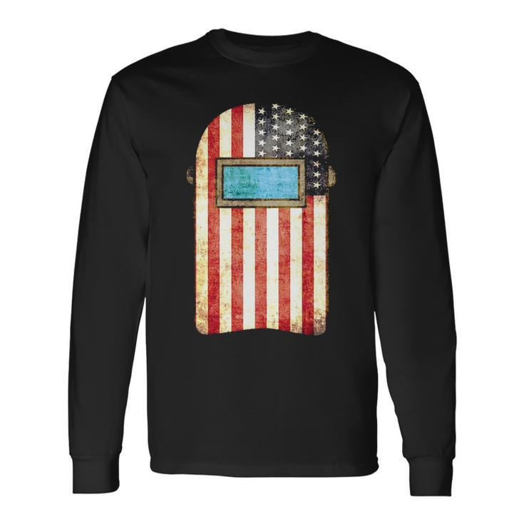 American Welder Us Flag Welding Hood  Long Sleeve T-Shirt