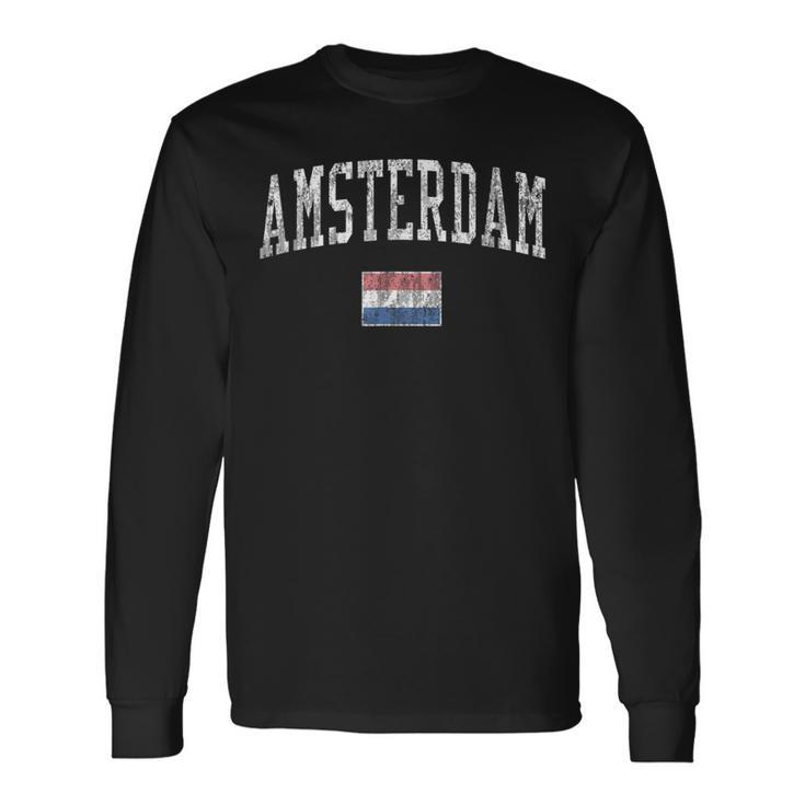 Amsterdam Netherlands Vintage Sports Flag Long Sleeve T-Shirt