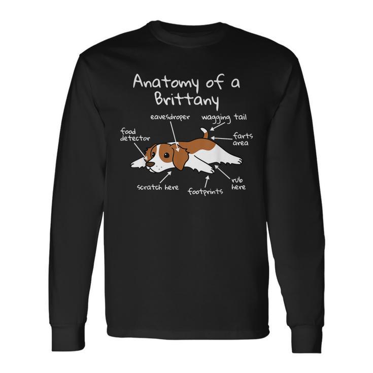 Anatomy Of A Brittany Spaniel Dog Long Sleeve T-Shirt