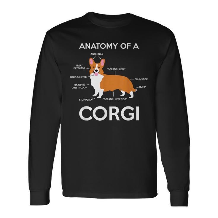 Anatomy Of A Corgi Corgis Dog Puppy Nerd Biology Dogs Long Sleeve T-Shirt