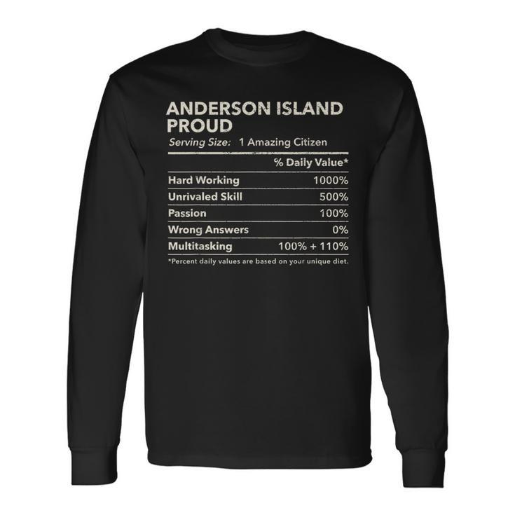 Anderson Island Washington Proud Nutrition Facts Long Sleeve T-Shirt