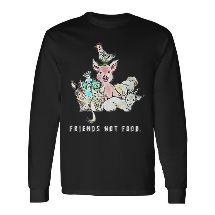 Animals Are Friends Not Food Pig Cow Sheep Vegan Vegetarian Long Sleeve T-Shirt