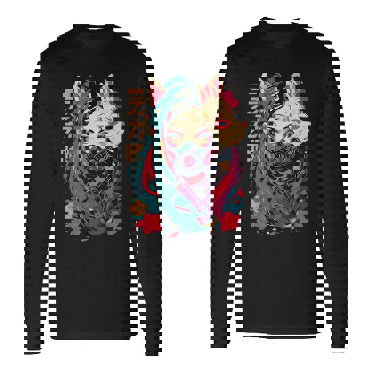 Anime Manga Cyberpunk Aesthetic Techwear Harajuku Kitsune Camiseta de manga larga