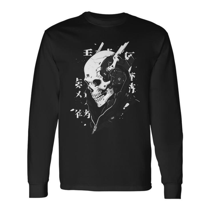 Anime Manga Skull Cyberpunk Aesthetic Techwear Harajuku Long Sleeve T-Shirt