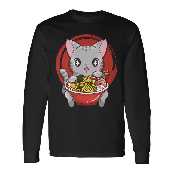 Anime Ramen Cats Kawaii Neko Long Sleeve T-Shirt