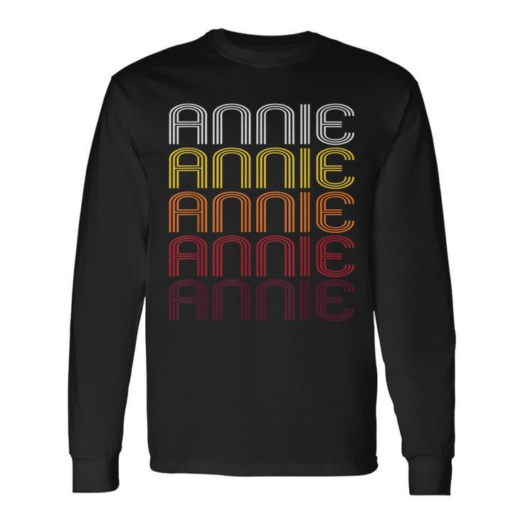 Annie Retro Wordmark Pattern – Vintage Style Langarmshirts Geschenkideen