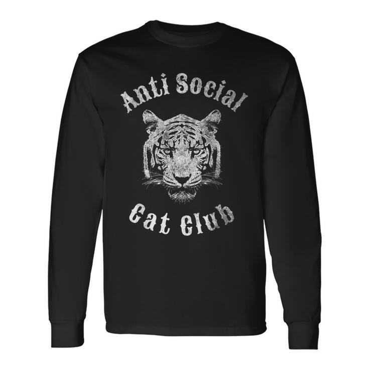 Anti Social Cat Club Tiger Head Vintage Retro Long Sleeve T-Shirt