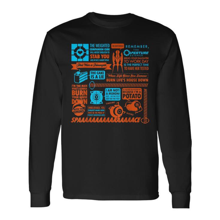 Aperture Science Portal Quotes Gamer Meme Long Sleeve T-Shirt