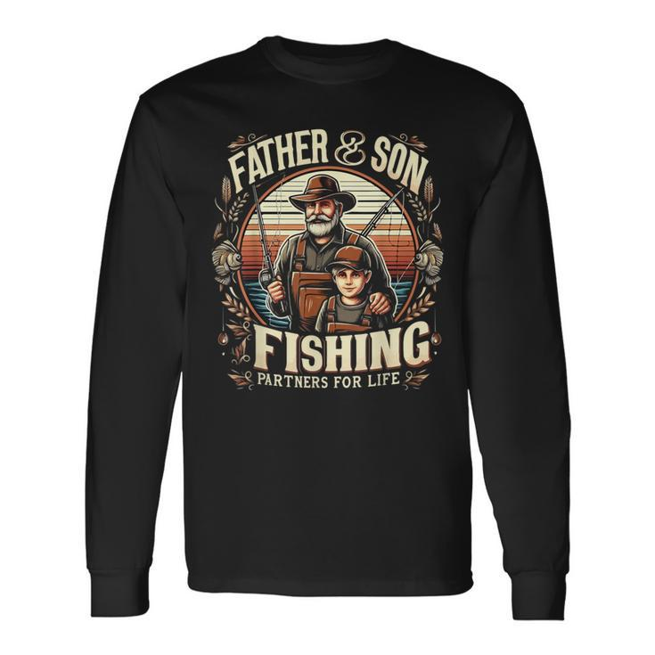 Apparel Dad And Son Fishing Partners For Life Fathers Day Long Sleeve T-Shirt