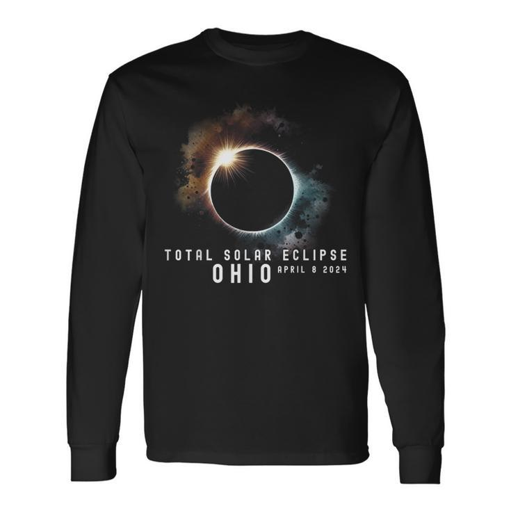 April 9 2024 Eclipse Solar Total Ohio Eclipse Lover Watching Long Sleeve T-Shirt