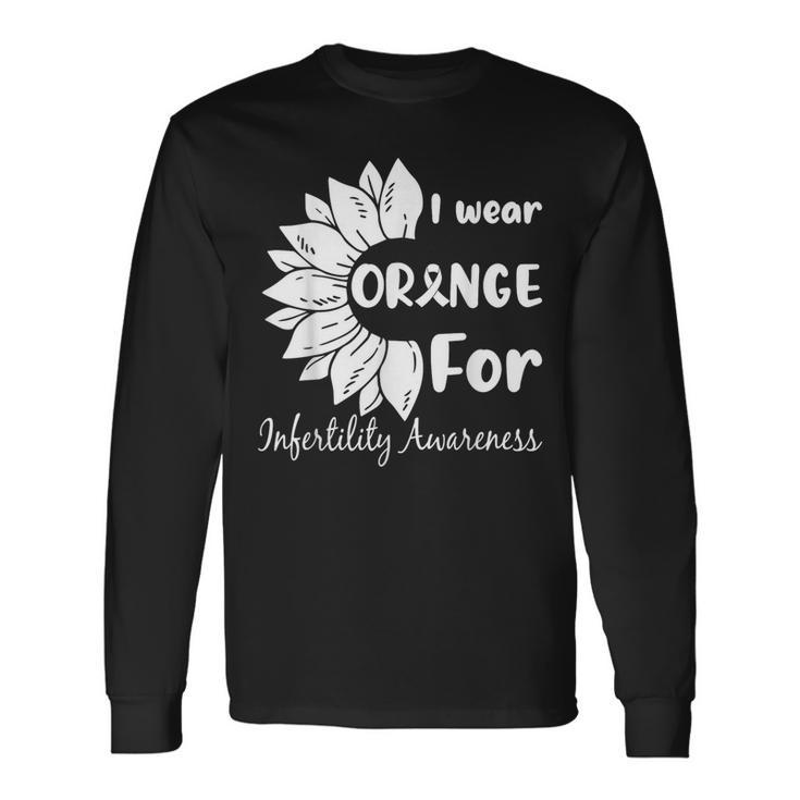 In April We Wear Orange Infertility Awareness Sunflower Long Sleeve T-Shirt